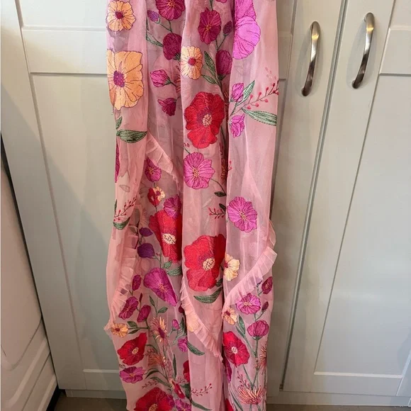 For Love And Lemons Pink Floral Mesh Backless Dress **MISSING THE SLIP*** - Picture 7 of 13